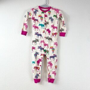 Little Blue House Pajamas Baby Girls 18-24M Pink Moose One Piece Cotton Footed